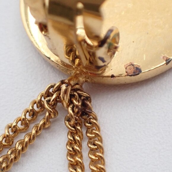 CHANEL CC Logo Matelasse Bag Shape Drop Earrings Clip-On 26 Gold Vintage - Picture 7 of 13